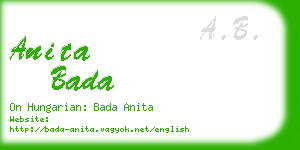 anita bada business card